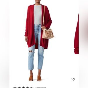 525 America long cozy red cardigan